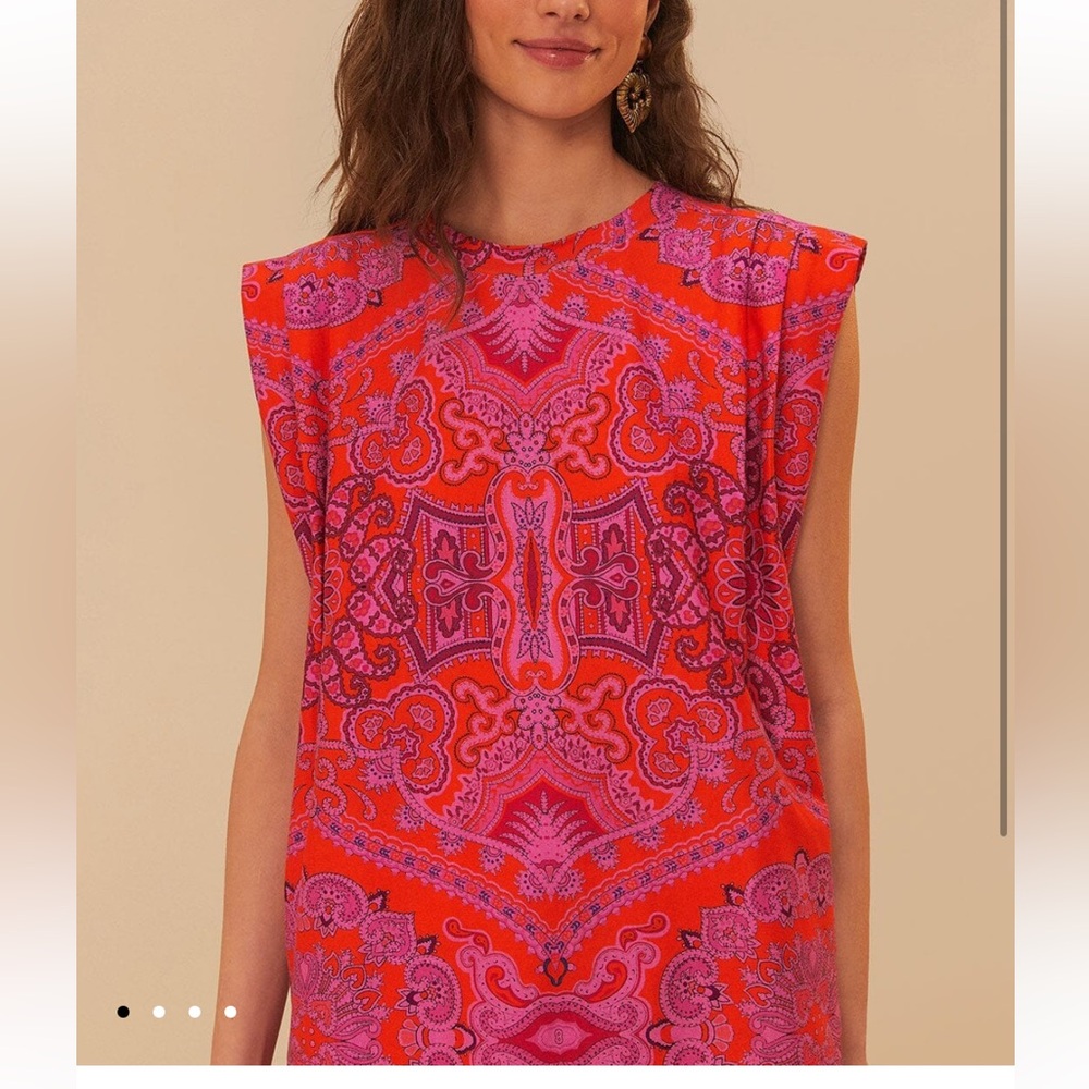 NWT Red Paisley Scarf Shoulder Pad Blouse sz Medium